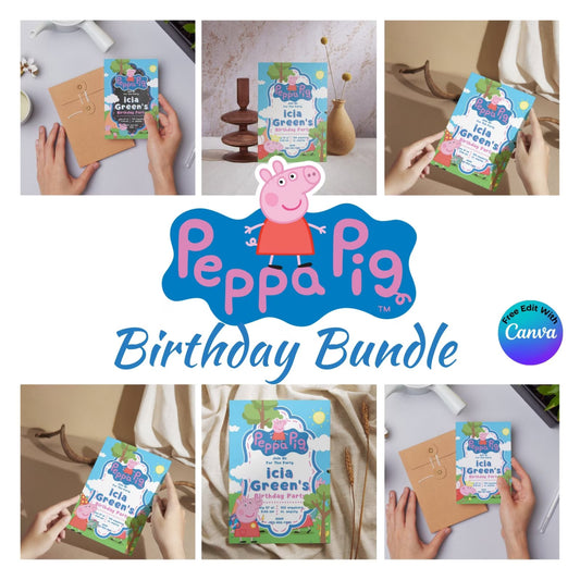 Peppa Pig Birthday Invitation, Editable Birthday Invitation, Peppa Pig, Boy Girl Invite, Kids Birthday Evite, Canva Template #001