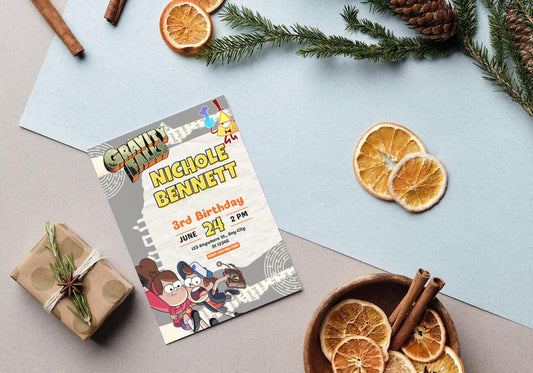 Gravity Falls Birthday Invitation, Gravity Invite, Gravity Falls Invitation, Gravity Falls Birthday Invite, Digital Download Canva Editable