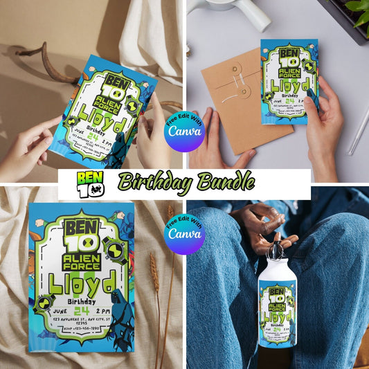 Ben 10 Invitation, Printable Birthday Party Invitations, Ben 10 invites Digital, Kids Party Invite Template, Ben 10 Bday Card, Ben 10 Bundle