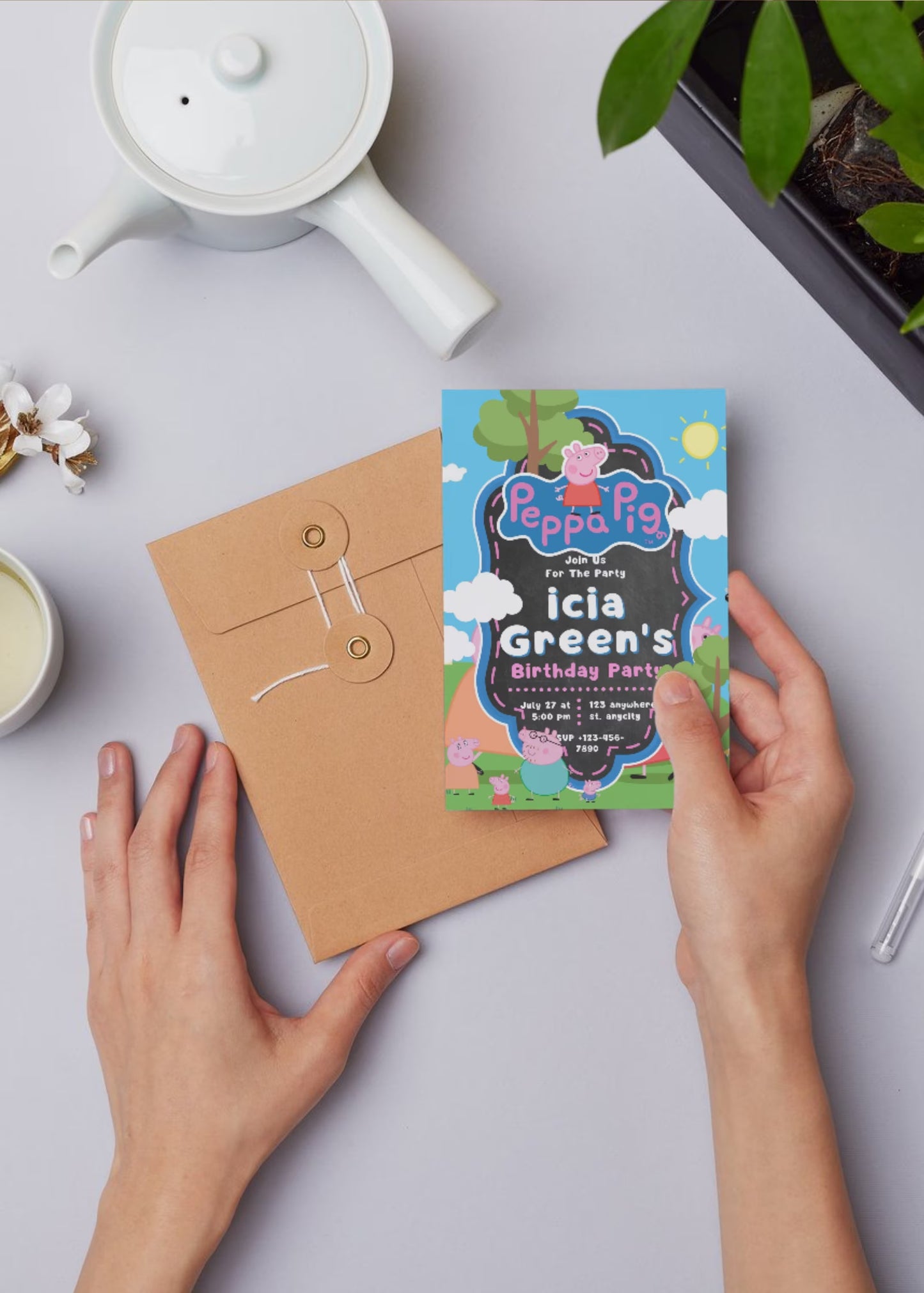 Peppa Pig Birthday Invitation, Editable Birthday Invitation, Peppa Pig, Boy Girl Invite, Kids Birthday Evite, Canva Template #001