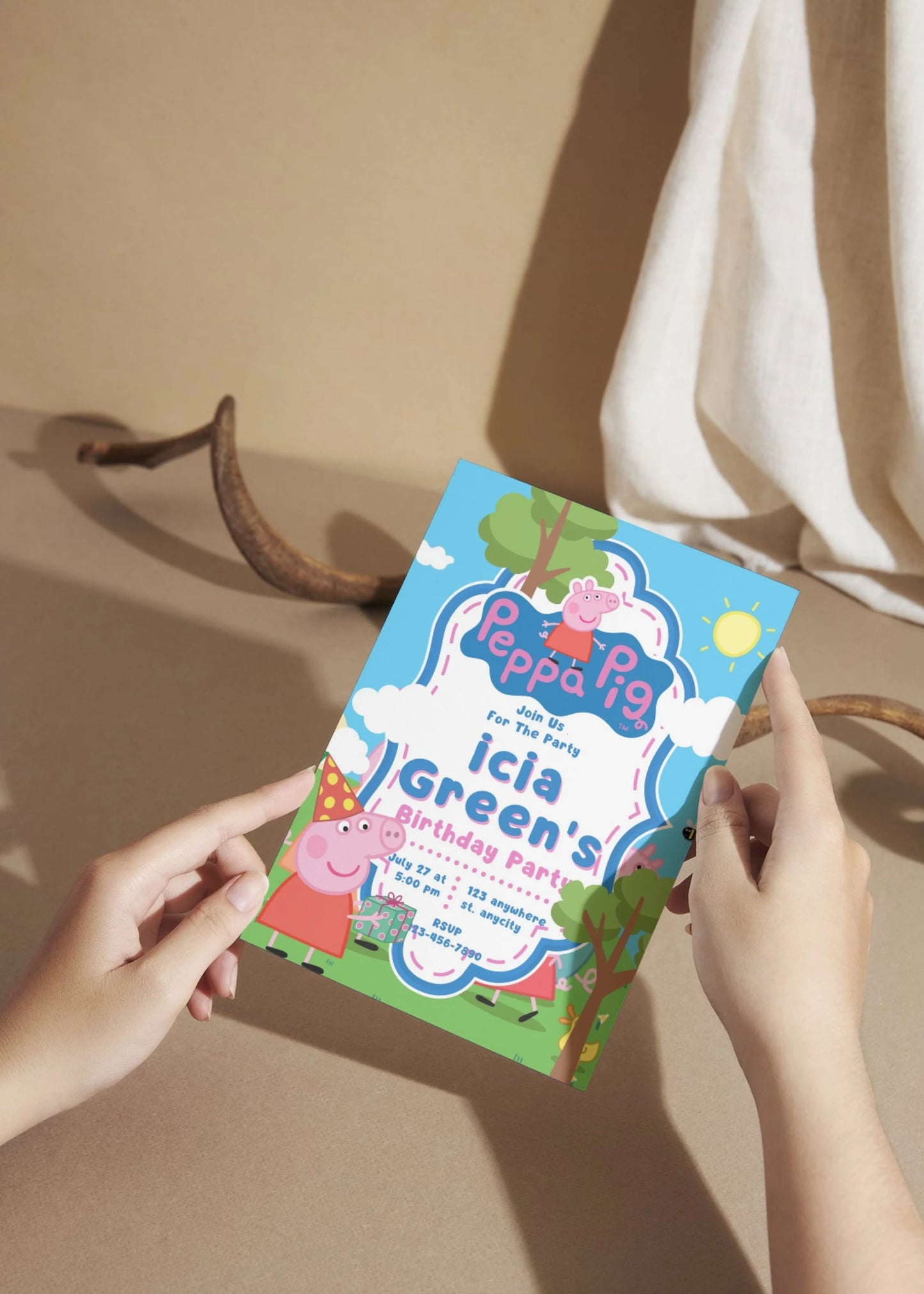 Peppa Pig Birthday Invitation, Editable Birthday Invitation, Peppa Pig, Boy Girl Invite, Kids Birthday Evite, Canva Template #001