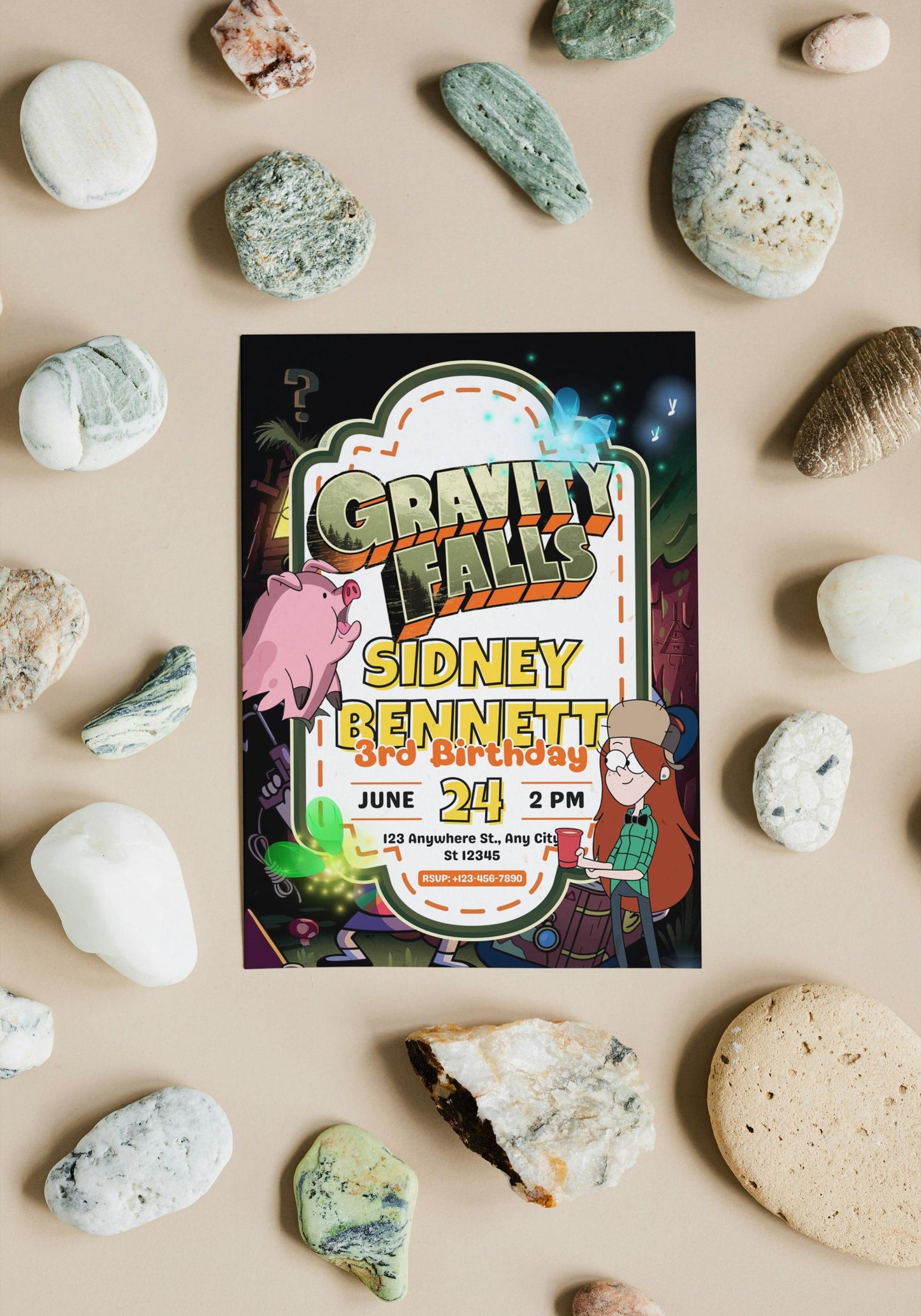 Gravity Falls Birthday Invitation, Gravity Invite, Gravity Party Invitation, Gravity Falls Birthday Invite, Digital Download canva editable