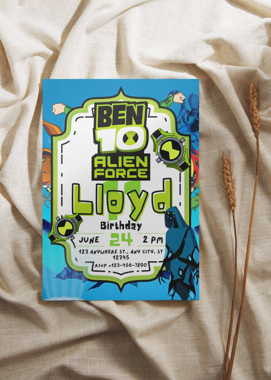 Ben 10 Invitation, Printable Birthday Party Invitations, Ben 10 invites Digital, Kids Party Invite Template, Ben 10 Bday Card, Ben 10 Bundle