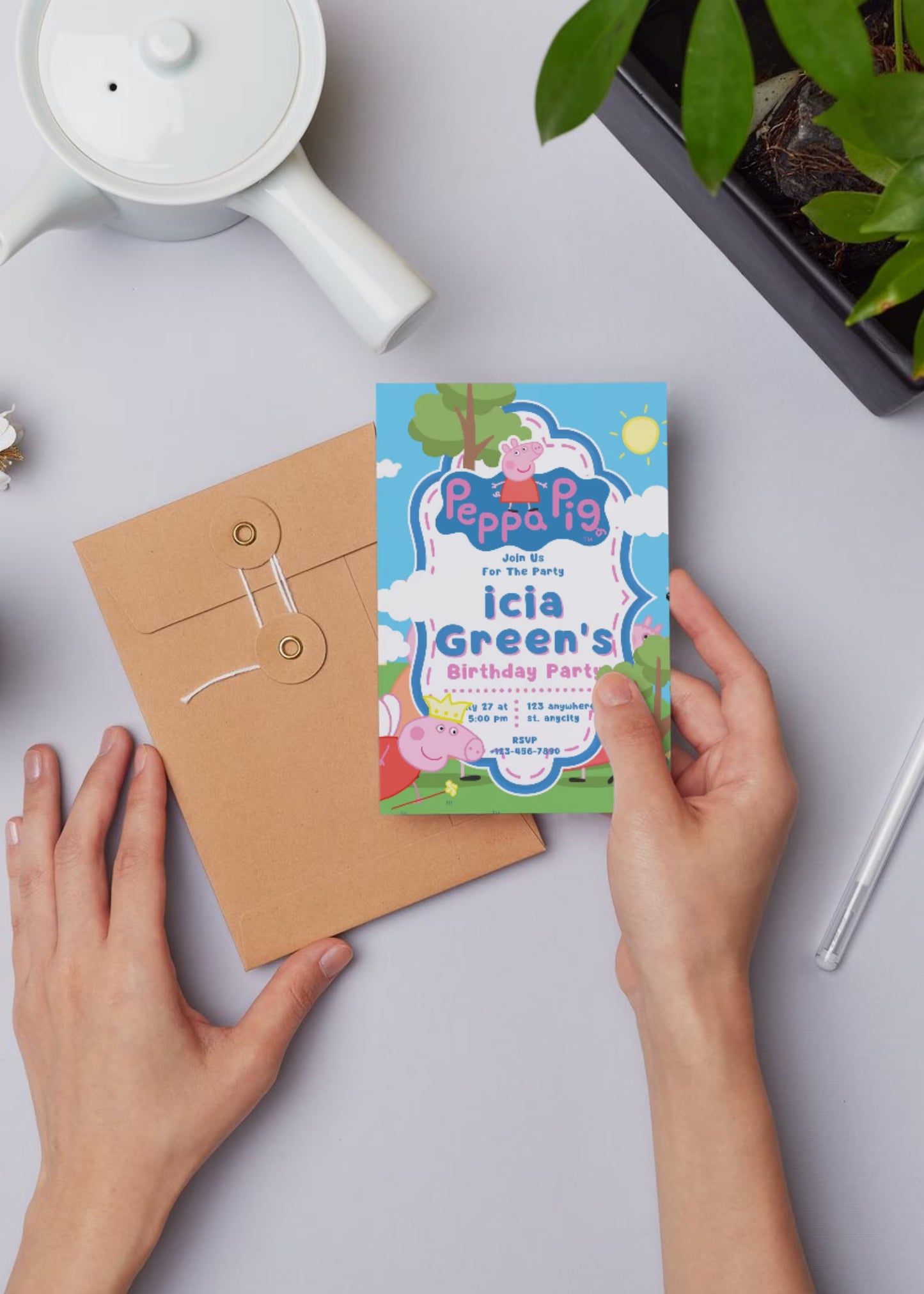 Peppa Pig Birthday Invitation, Editable Birthday Invitation, Peppa Pig, Boy Girl Invite, Kids Birthday Evite, Canva Template #001