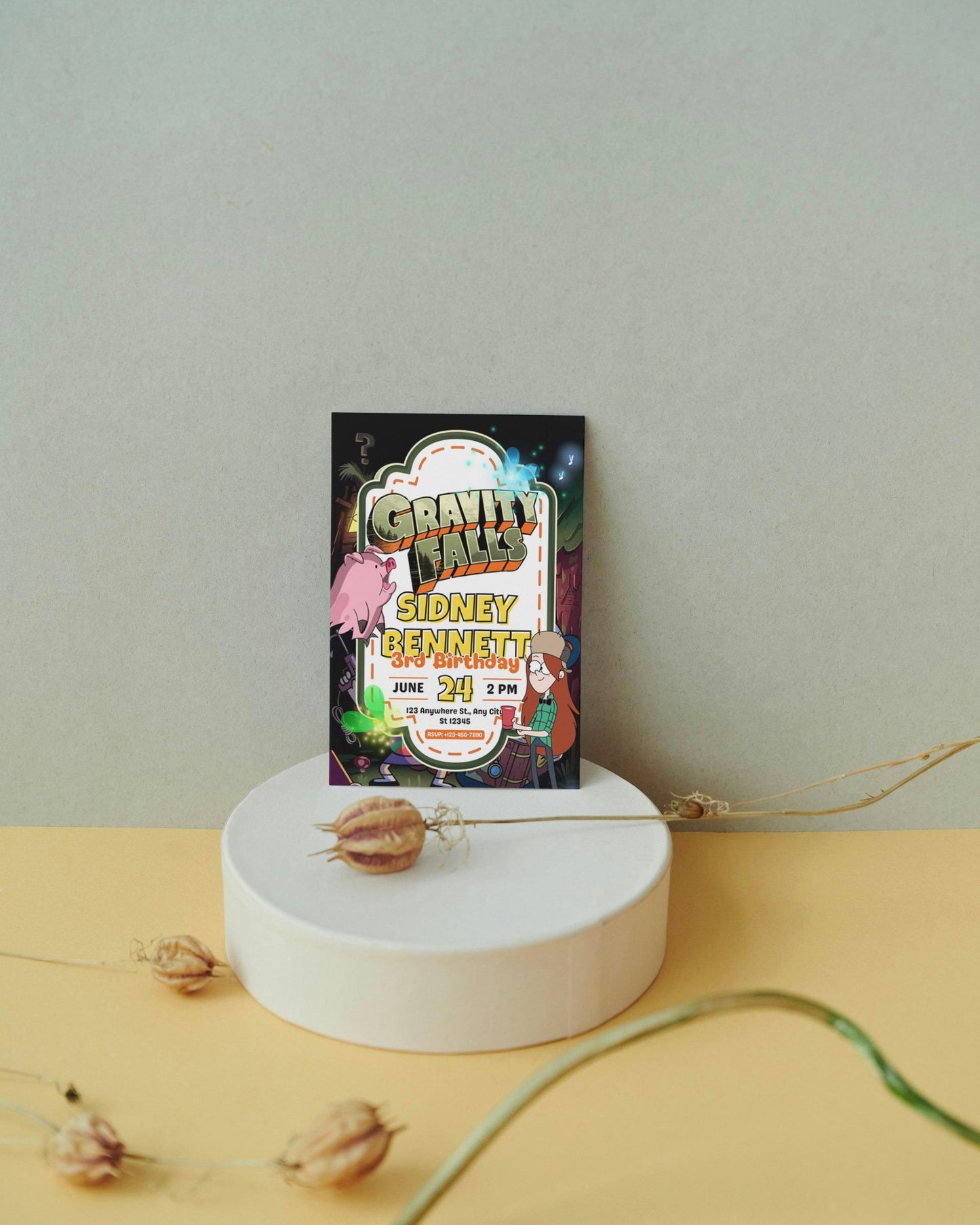 Gravity Falls Birthday Invitation, Gravity Invite, Gravity Party Invitation, Gravity Falls Birthday Invite, Digital Download canva editable