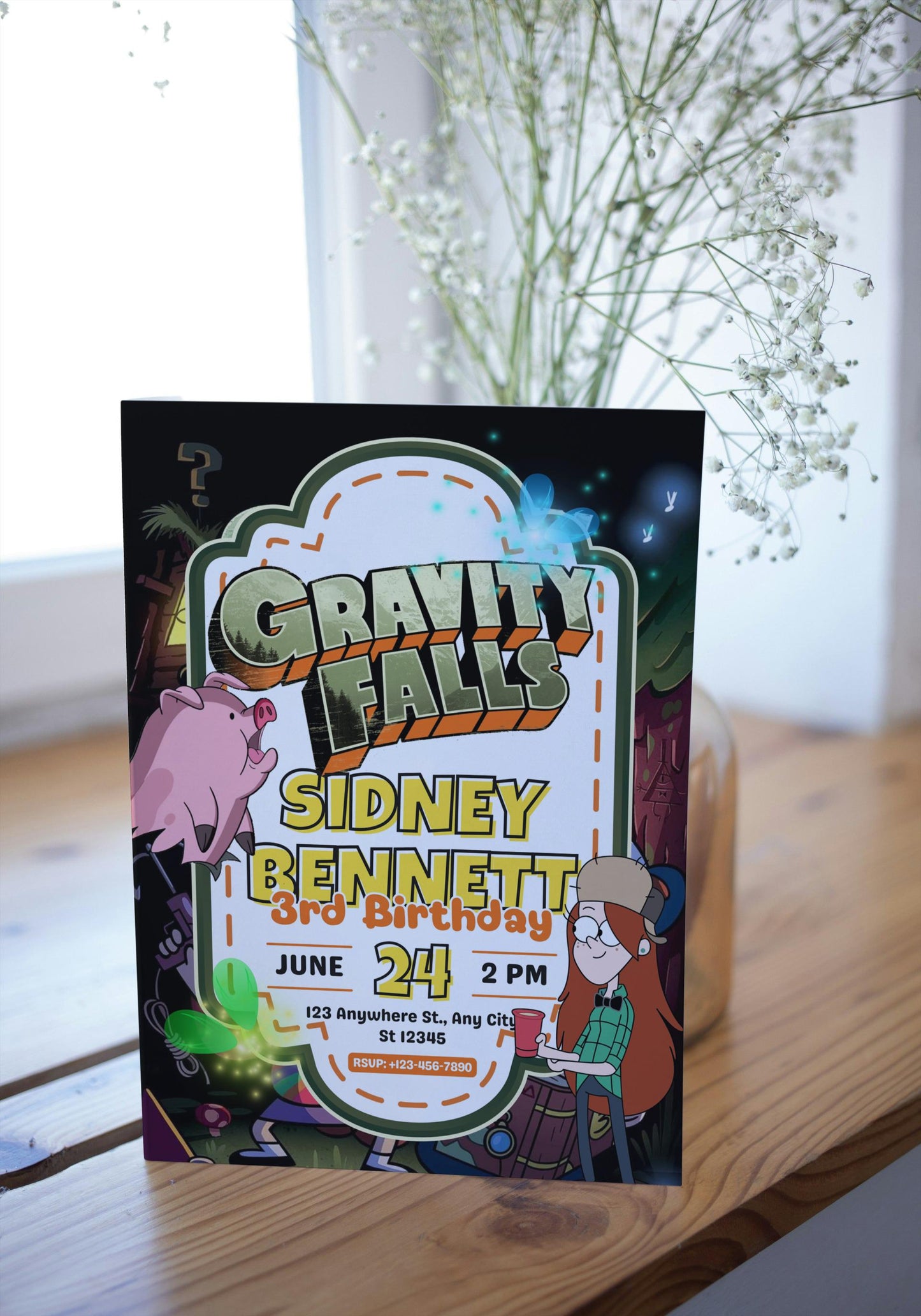Gravity Falls Birthday Invitation, Gravity Invite, Gravity Party Invitation, Gravity Falls Birthday Invite, Digital Download canva editable