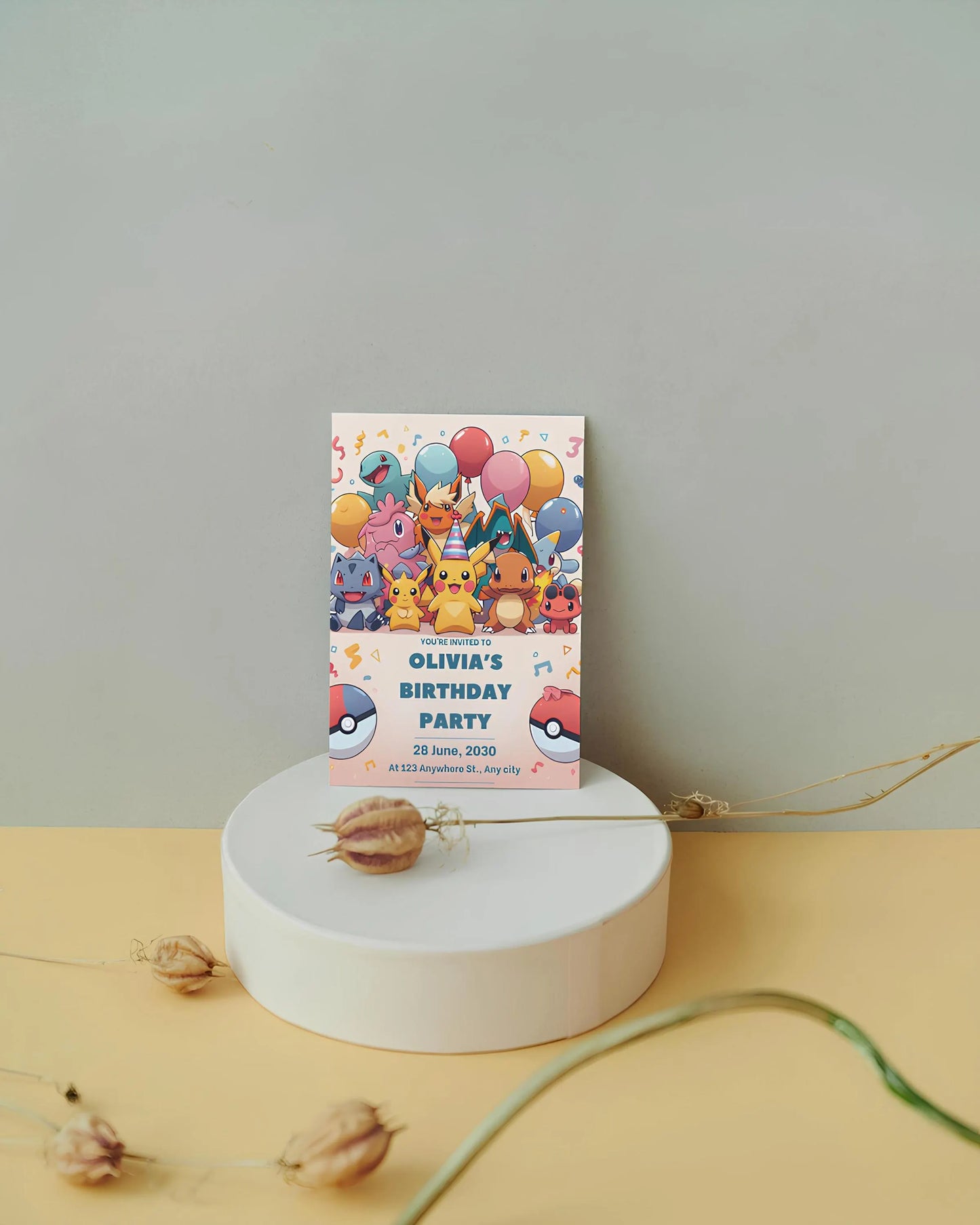 Pokemon Birthday Party invite | Pokemon Invitation | Digital Pokemon Card Invitation, Canva Edit, Digital Download, Editable Canva Templates