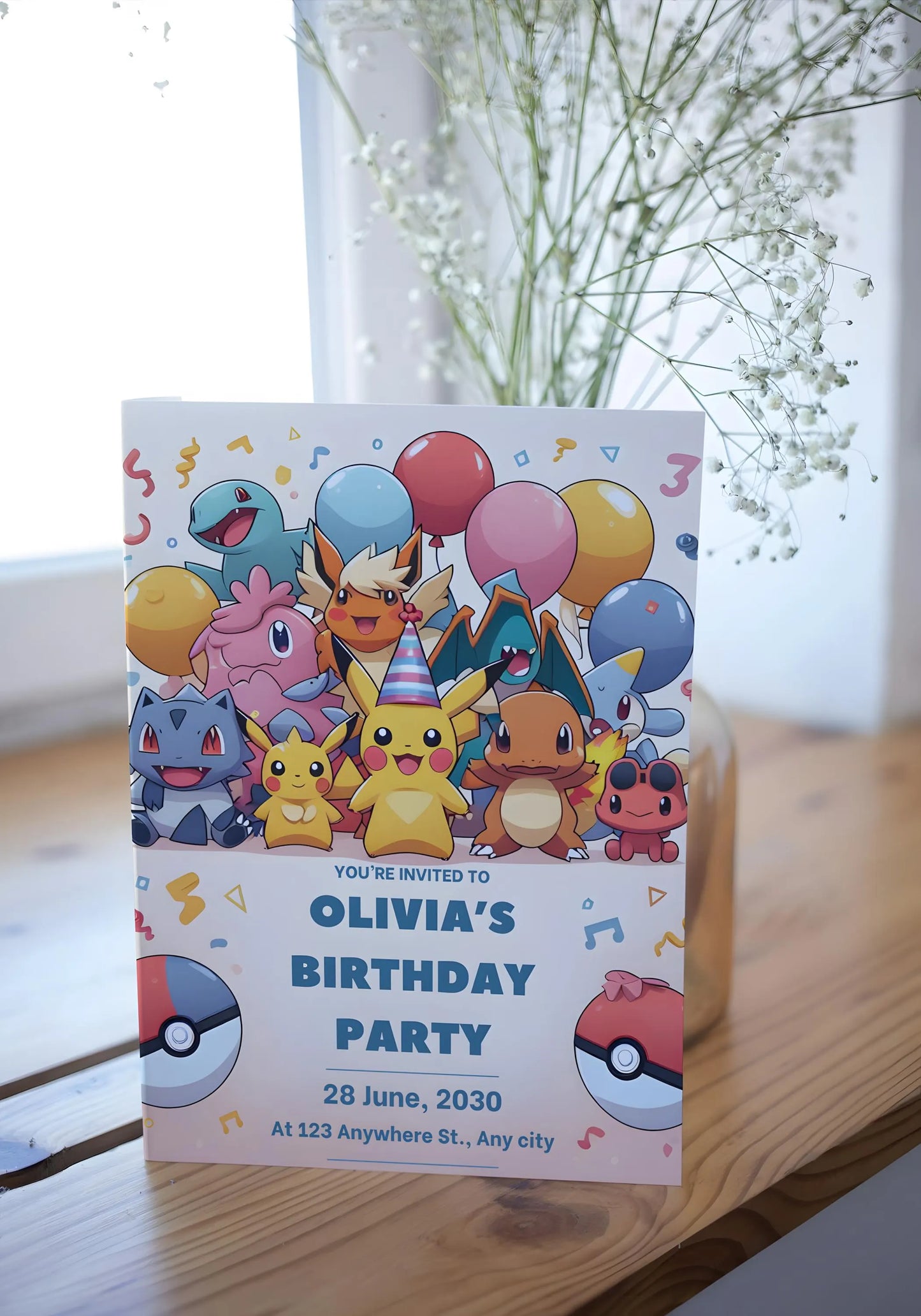Pokemon Birthday Party invite | Pokemon Invitation | Digital Pokemon Card Invitation, Canva Edit, Digital Download, Editable Canva Templates