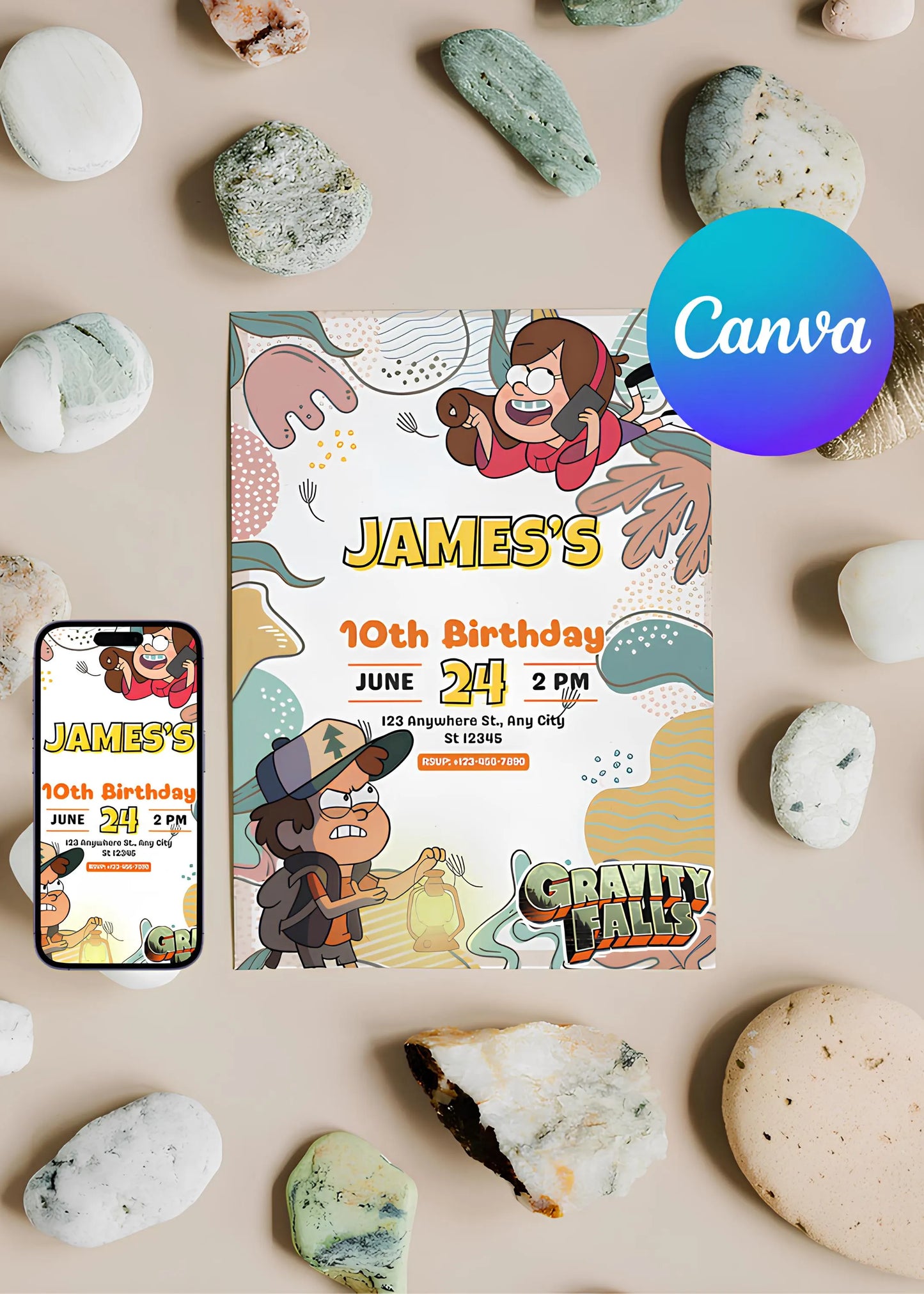 Gravity Falls Bday Invitation, Gravity Falls Birthday Invitation Template, Party Invitation, Gravity Falls Birthday, Digital Download